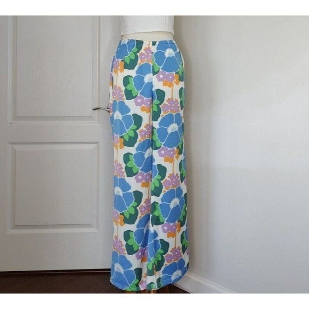 ZARA Floral Straight Leg Pants Groove Retro Bohemiam Hippie - Picture 5 of 11